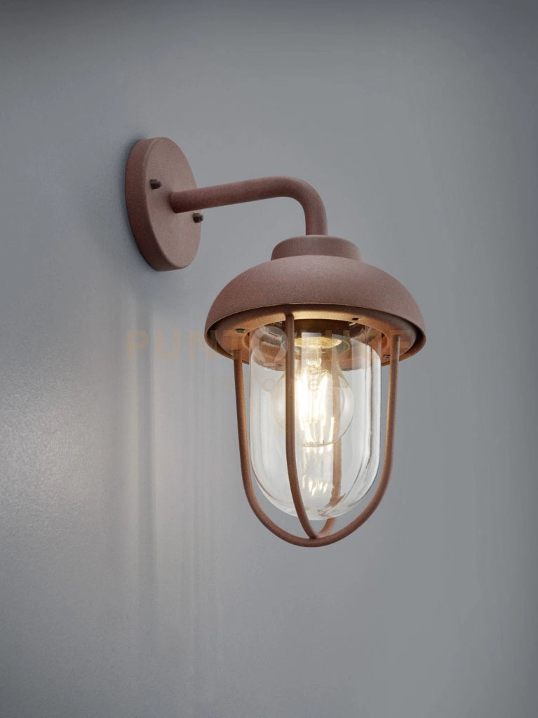 DUERO APPLIQUE DA ESTERNO DOWN FUSIONE DI ALLUMINIO VERNICIATA EFFETTO RUGGINE CON DIFFUSORE VETRO TRASPARENTE IP44 H.33CM 1 LUCE ATTACCO E27