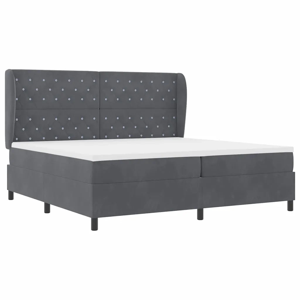 Letto a molle con materasso Grigio scuro 200 x 200 cm Velluto 3340893
