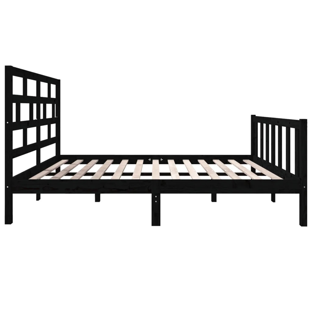 Giroletto-Struttura Letto Nero in Legno Massello 135x190 cm Double 207580