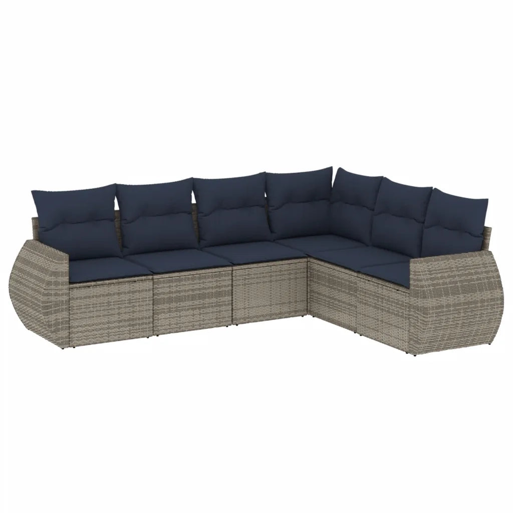 Set Divani da Giardino 6 pz con Cuscini Grigio in Polyrattan 3221410