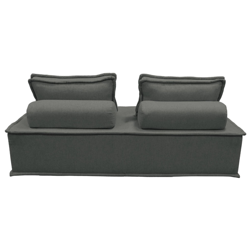Set 2 moduli per divano modulare in tessuto imbottito, 2 posti, grigio