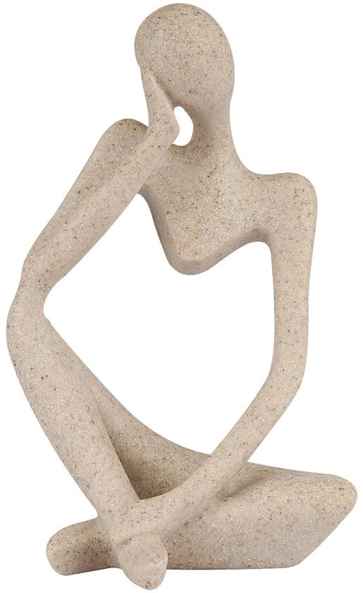 Artefatto in pietra d'arenaria, scultura astratta in stile Thinker, oggetto da collezione, piccolo oggetto decorativo per libreria e scrivania, 8*12,5 cm