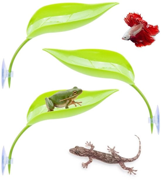 Decorazione per Acquario 3 Pezzi - Simulazione di Foglia - Attacco con Viti a Gancio - Materiale Plastico di Alta Qualità - Ambiente Naturale - Lavabile e Pulibile - Decorazione per Acquario