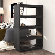 Libreria Divisorio-Scaffale per Libri-Mobile di Stoccaggio Grigio 80x35x135 cm Legno Massello di Pino