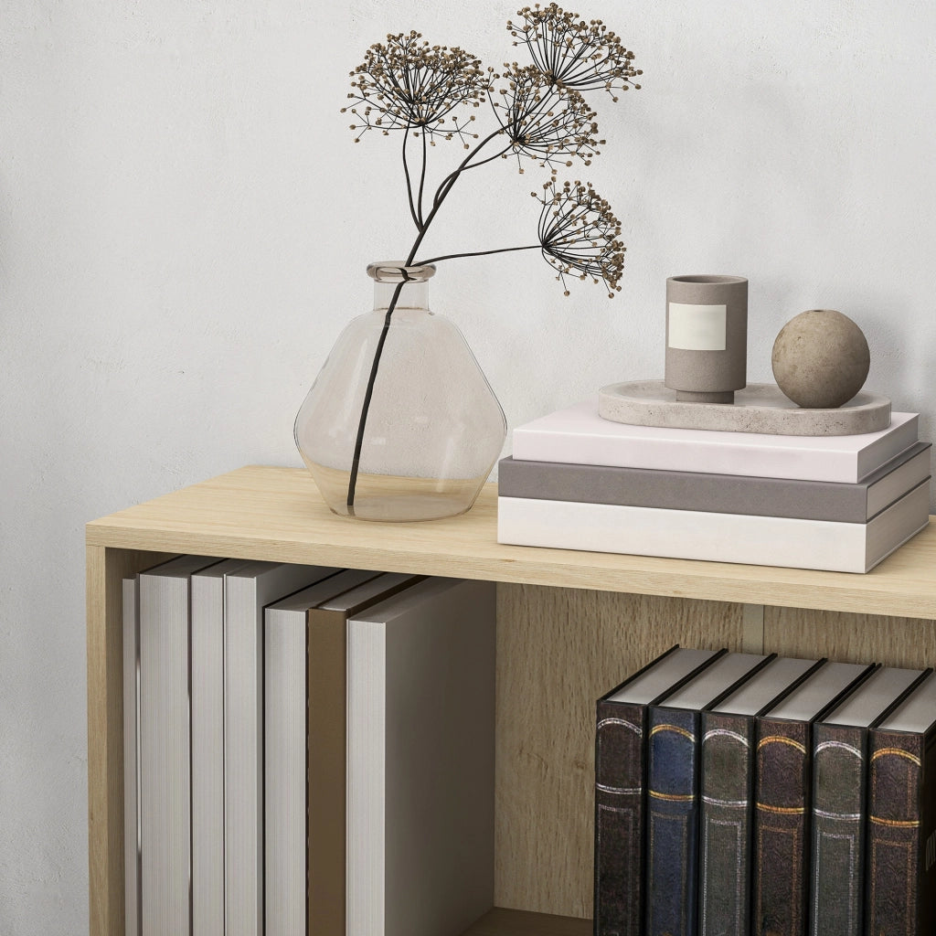 Libreria scaffale 2 scomparti ripiano regolabile ¨C Xylo ¨C legno naturale 60x24x63 cm