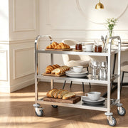 CARRELLO di servizio a 3 ripiani 90,5x50,5x88,2 cm in acciaio inox cromato