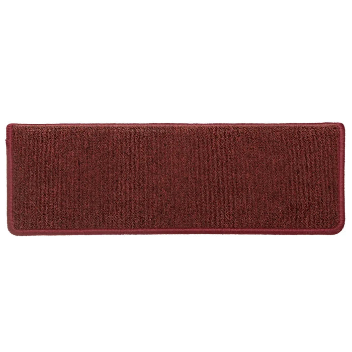 Tappetini per scale 15 pz 65x21x4 cm Bordeaux bordo rettangolare 326199