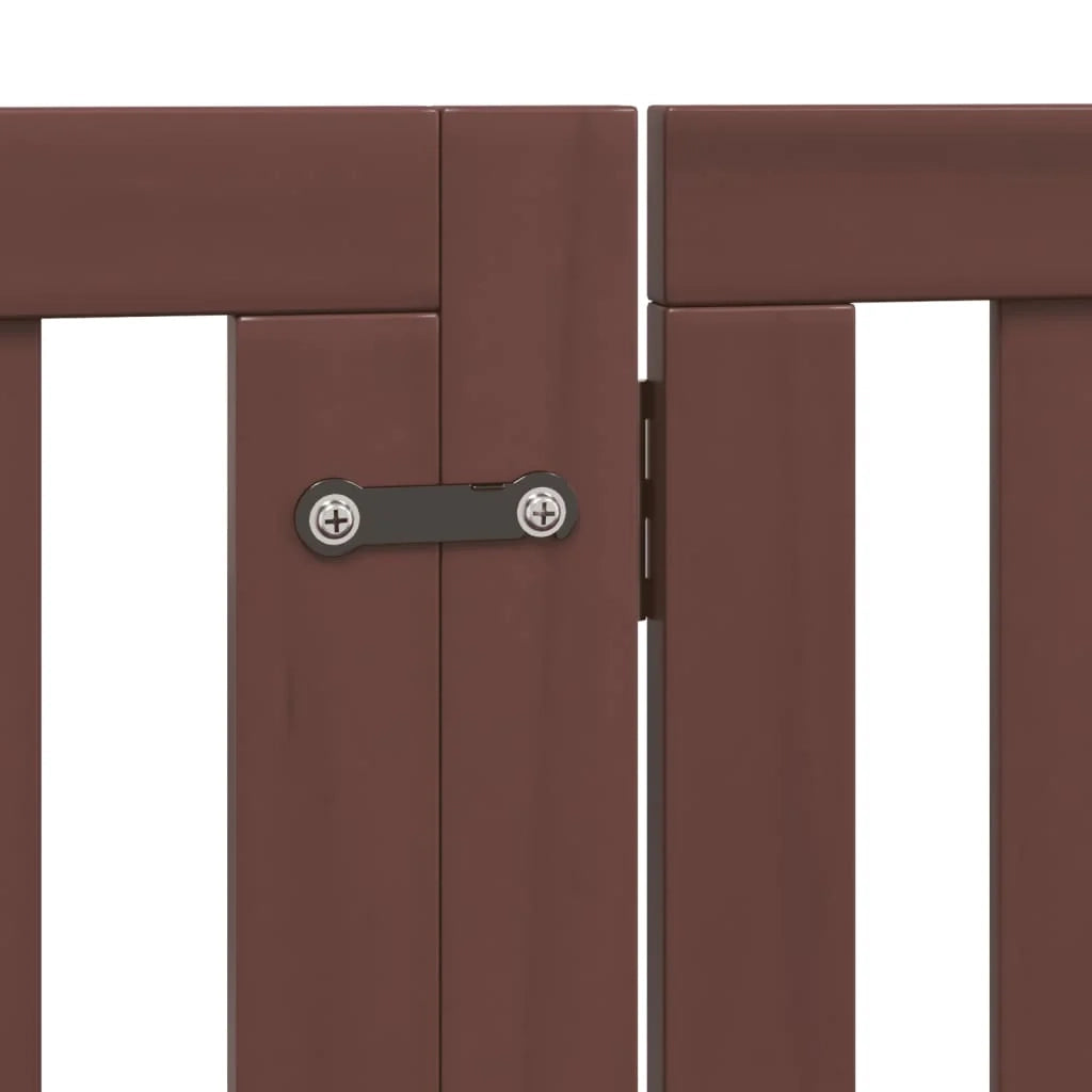 Cancelletto di sicurezza per cani con porta in legno di pioppo marrone a 4 pannelli 02_0023301