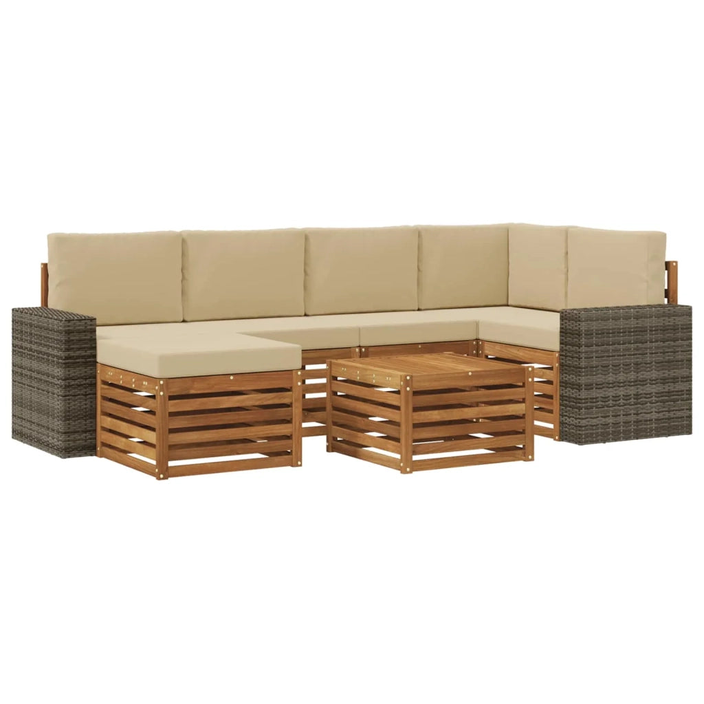 Set divano sezionale con cuscino 7 pcs Naturale e Beige 3384609