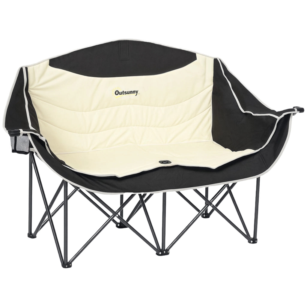 Sedia pieghevole da pranzo 2 posti con porta bevande e borsa ¨C zephmum ¨C Khaki 250kg