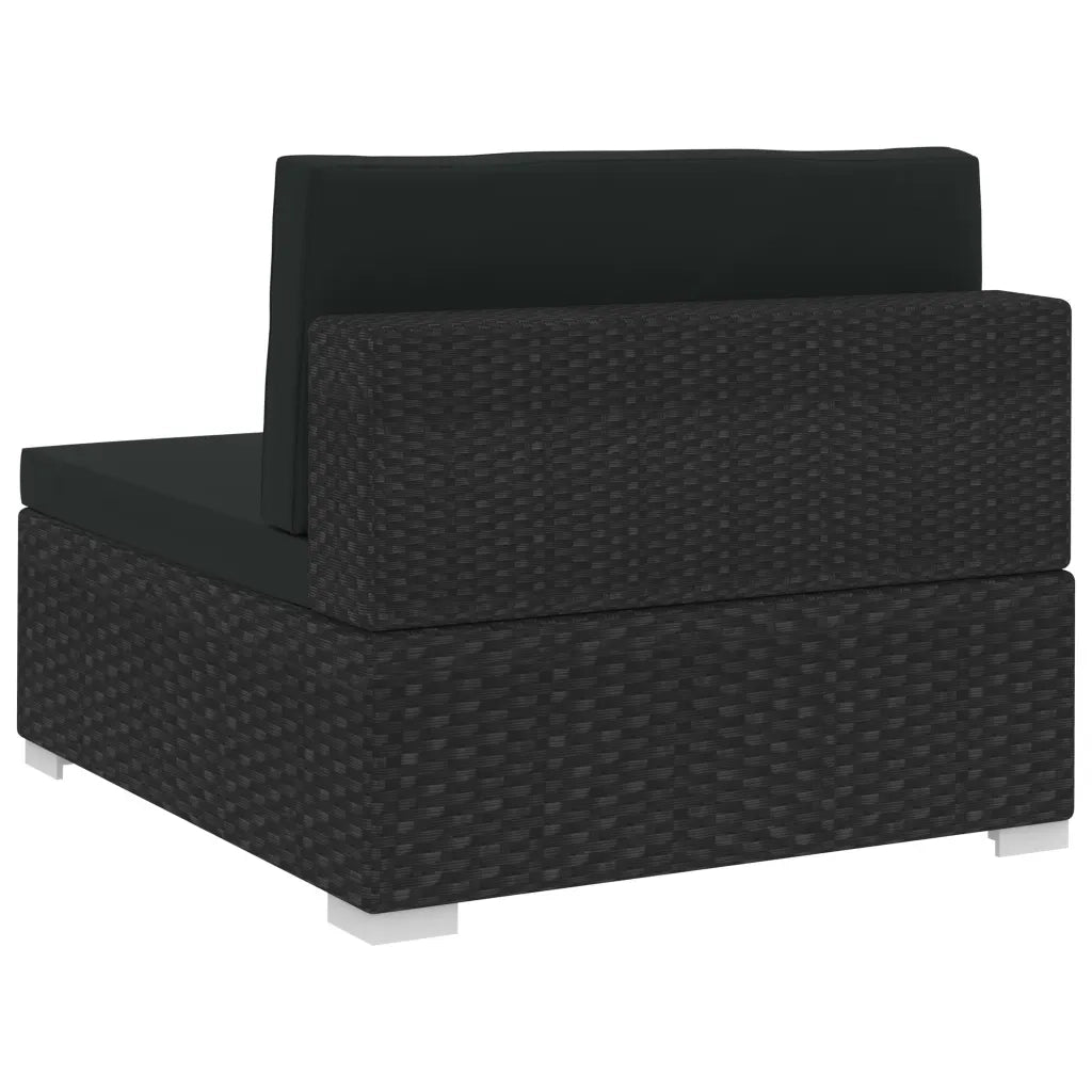 Set Divani da Giardino 4 pz | Set Salotto da Giardino con Cuscini in Polyrattan Nero