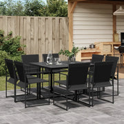 vidaXL Set da Pranzo da Giardino 9 pz Nero in Textilene