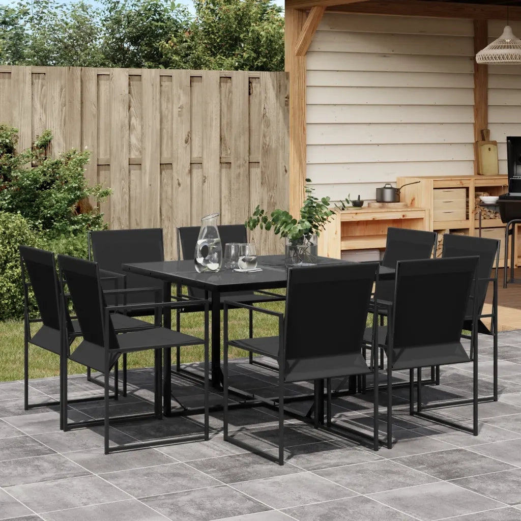 vidaXL Set da Pranzo da Giardino 9 pz Nero in Textilene
