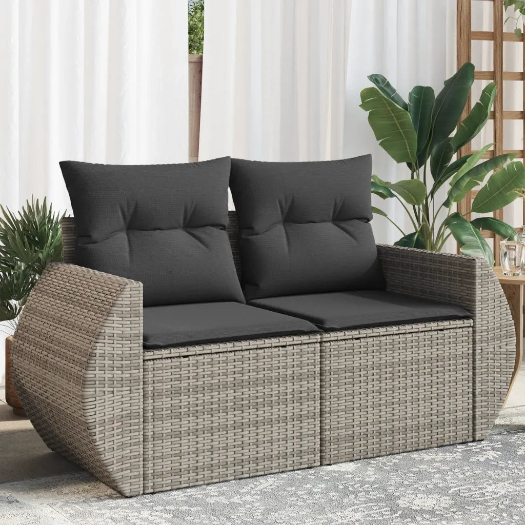 Divano da Giardino con Cuscini 2 Posti-Sofa da Giardino-Divano da esterno Grigio in Polyrattan 943409