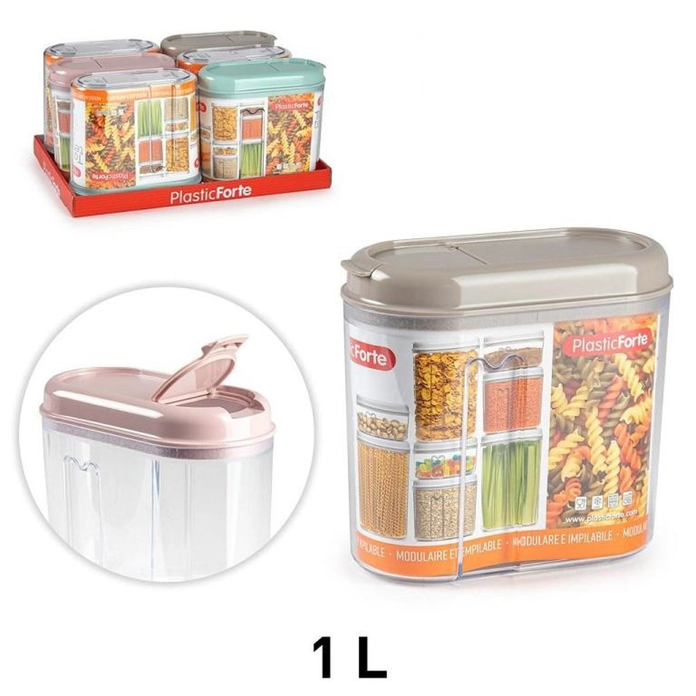 1 Pezzo Barattolo Recipiente Totem da Cucina in Plastica 1 Litro 3 Colori
