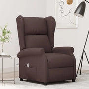 Poltrona ad Ala Reclinabile Elettrica Marrone Scuro in Tessuto 3098324