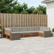 Set di divani da esterno 7 pz Naturale e Grigio Chiaro 3383819