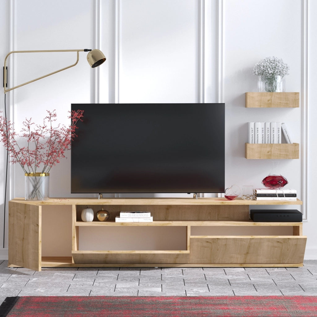 Porta TV in legno "Alika" - 180 x 35 x 45 cm - Rovere