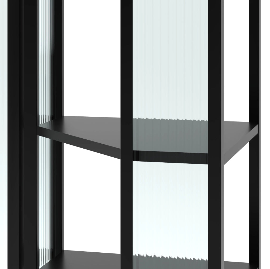 Mobile pensile a parete con 4 ripiani; 56 × 40 × 105 cm; metallo e vetro temperato; nero