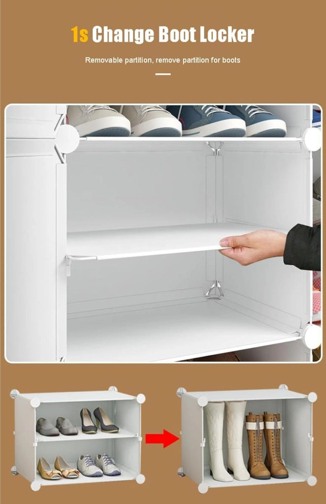 scarpiera Organizzatore per Armadietto per Scarpe, Scarpiera Multifunzionale Modulare a Cubo per Risparmiare Spazio, per Ingresso Camera da Letto per Tutti i Tipi di Scarpe, Abbigliamento, Diviso