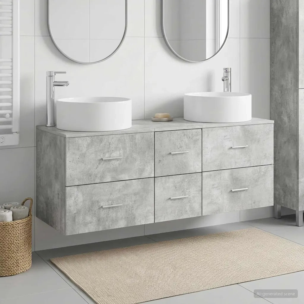 Set di mobili per il bagno 3 pz Grigio Cemento 3405958