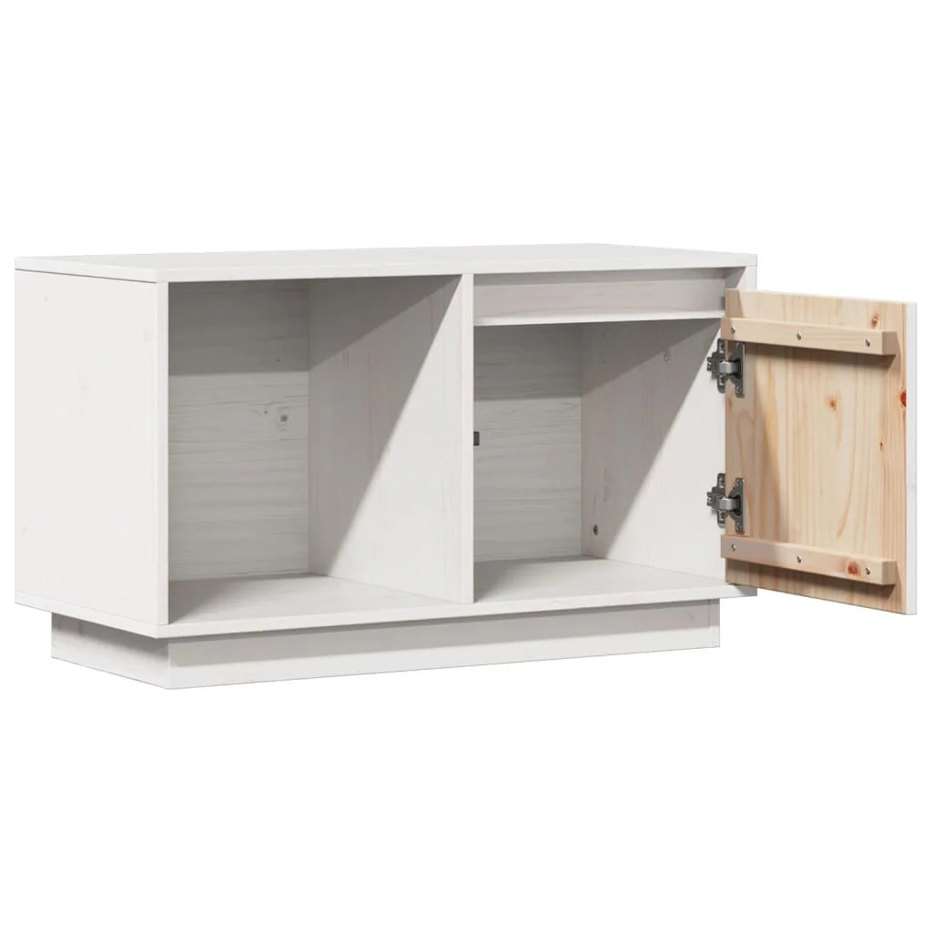 Mobile TV multimediale scaffale TV credenza mobile TV sala da pranzo soggiorno camera da letto 74 x 35 x 44 cm legno di pino massiccio bianco 02_0026207
