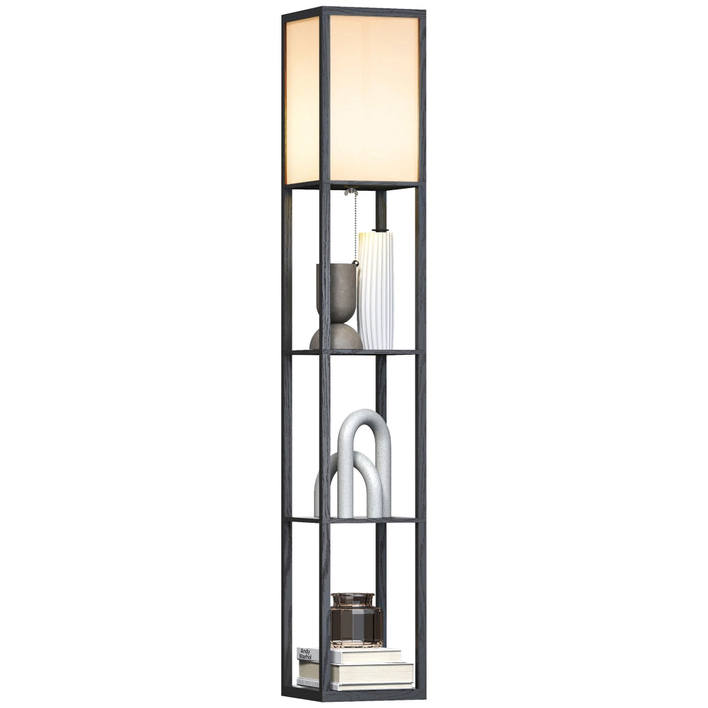 Lampada da terra con scaffali ¨C zephmum ¨C legno 26x26x160 cm