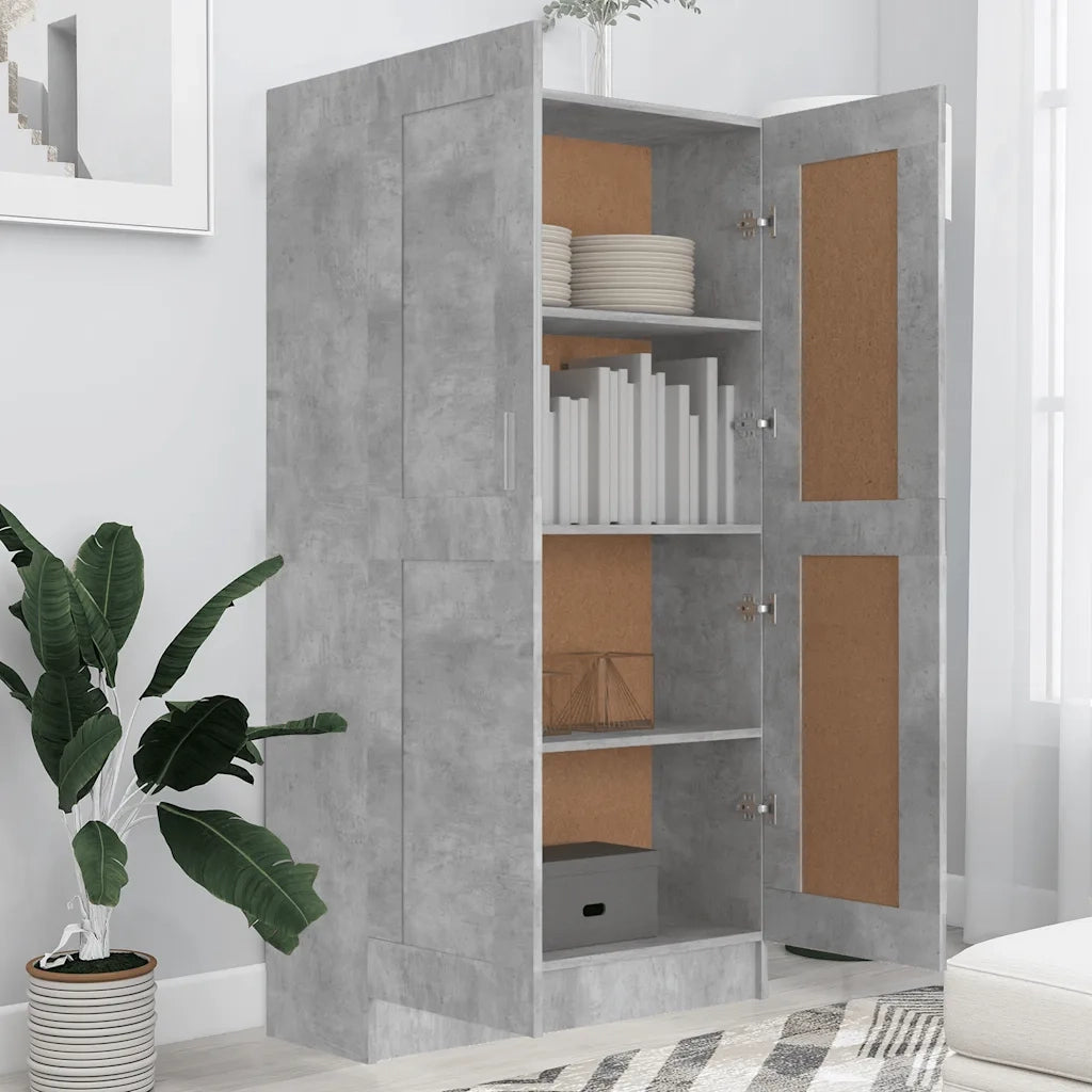 Libreria-Scaffale per Libri-Mobile di Stoccaggio Grigio Cemento 82,5x30,5x150 cm in Legno Multistrato