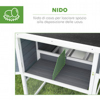 Pollaio da Giardino con Nido per Cova e Area Esterna 214x101x 91,5 cm Grigio