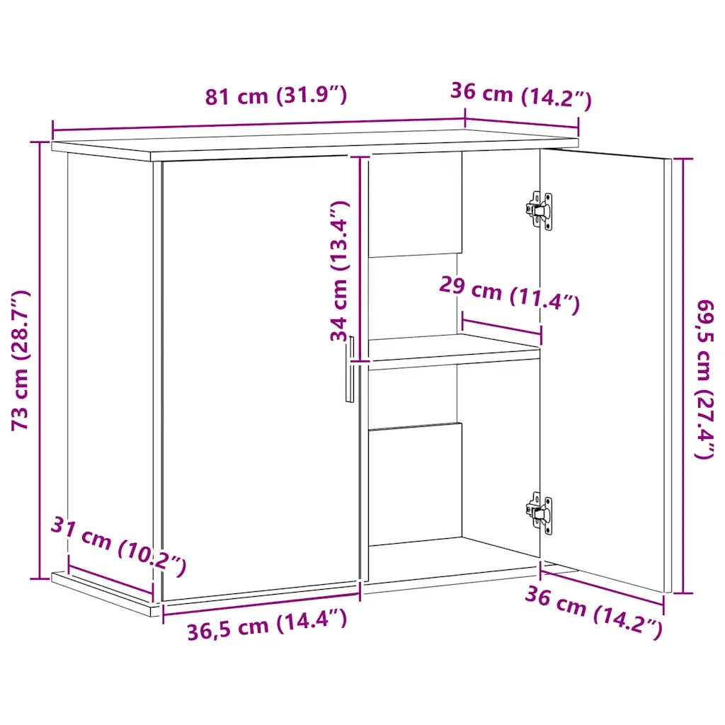 vidaXL Supporto Acquario 81x36x73 cm in Legno Multistrato Legno Antico