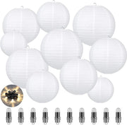 Lanterne in carta - lanterne - capo di lampada rotonda - mini LED palloni - decorazione per matrimoni - diverse misure