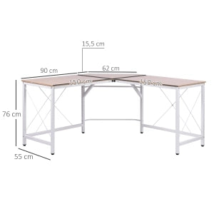 SCRIVANIA ANGOLARE L 150x150x76 cm MDF Naturale e Metallo