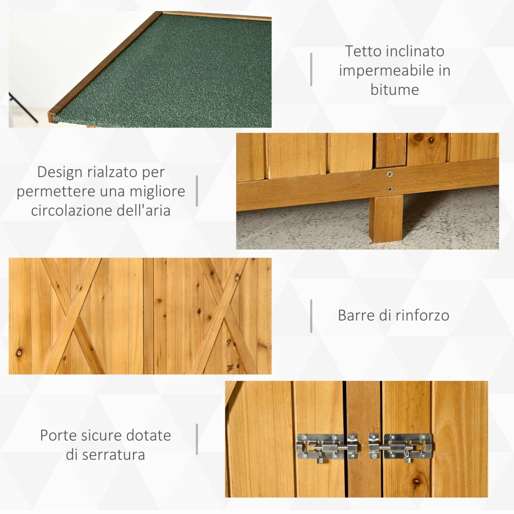 Casette Box da Giardino Porta Utensili 140x75x157 cm 2 Ante in Legno di Abete
