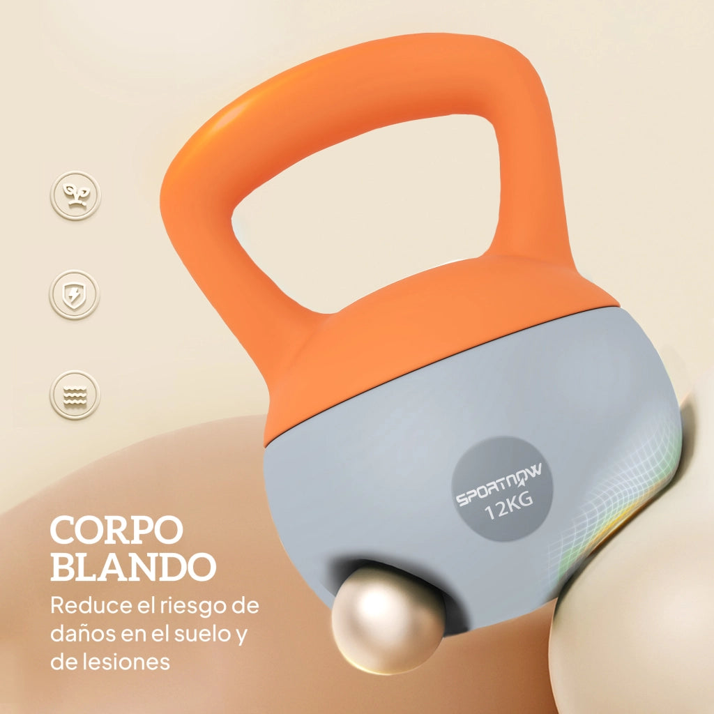 Kettlebell 12 kg Pesa Rusa ¨C zephmum ¨C 21x21x30 cm Arancione e Grigio