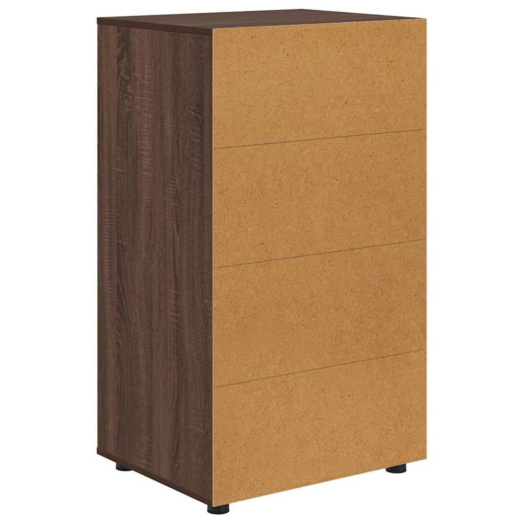 Set di 2 mobili contenitori rettangolari funzionali 60 x 48 x 105 cm in legno di rovere marrone ingegnerizzato 02_0056193