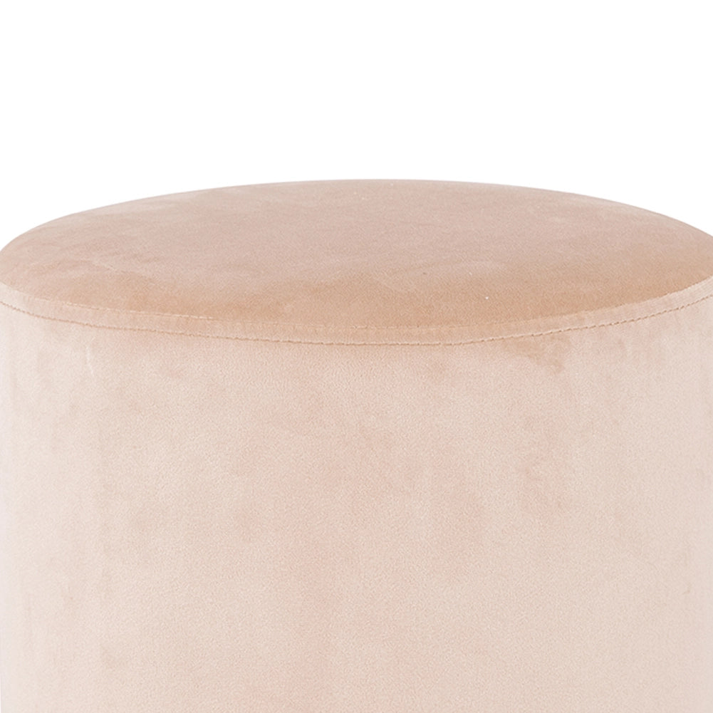 Pouf Poggiapiedi in Velluto Beige Struttura in Legno 31x31x38 cm Base dorata Metallo