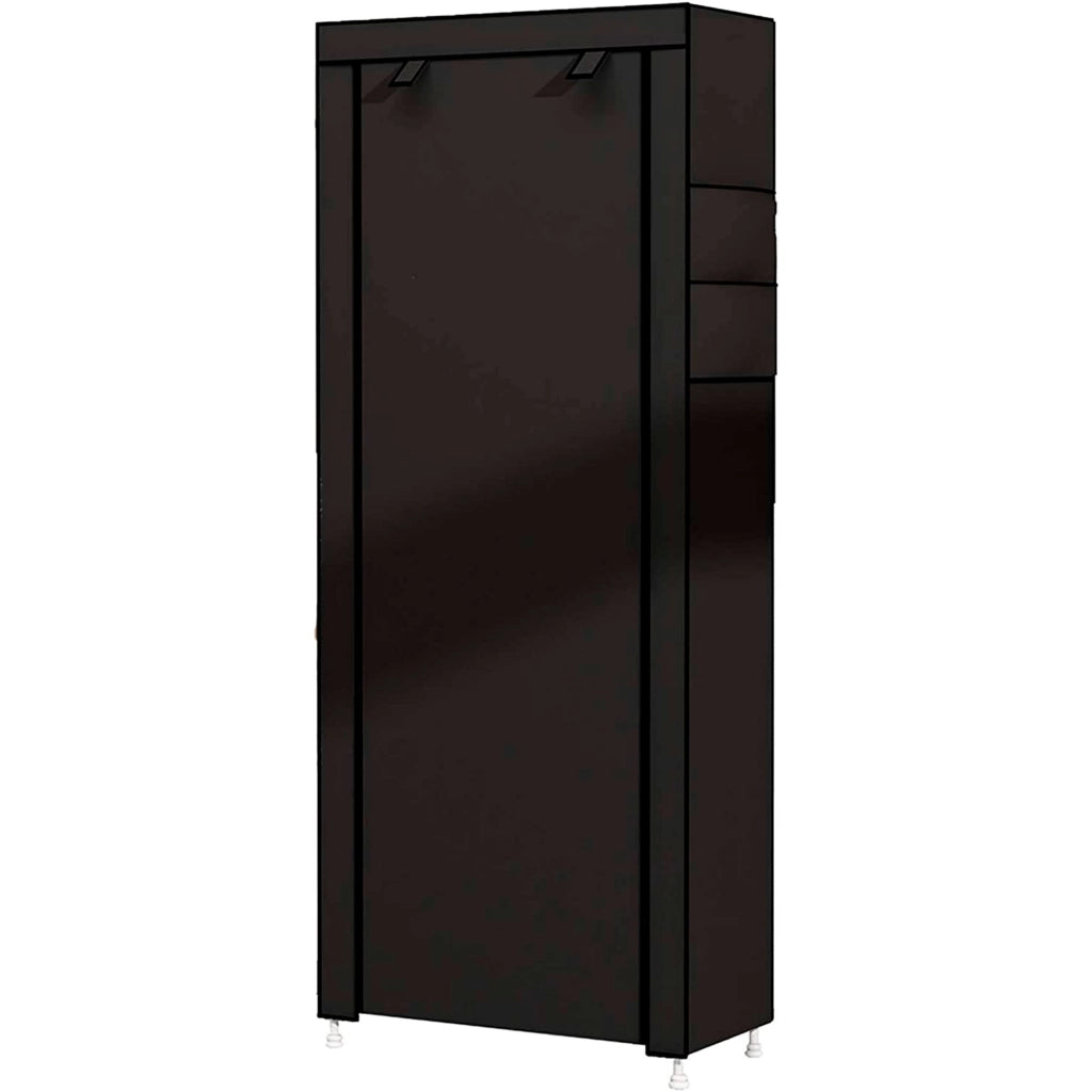 Scarpiera in Tessuto per Scarpe con Anta con Cerniera e Tasche Laterali 160x88x30cm, 27 paia. Nero