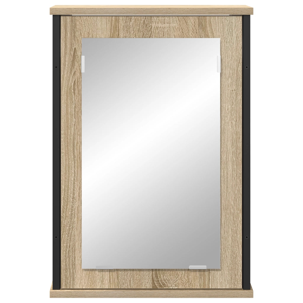 Armadietto a Specchio Rovere Naturale Truciolato, vetro, metallo