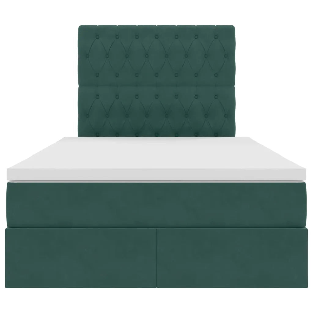 Letto con contenitore e LED Verde Scuro 120 x 200 cm Velluto 3372720