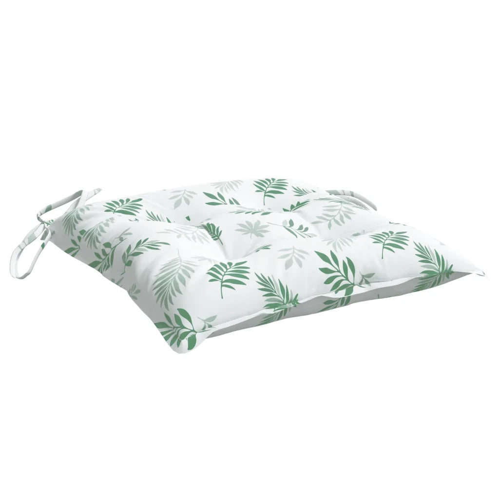 vidaXL Cuscini per Sedia 2 pz Motivo a Foglie 40x40x7 cm Tessuto