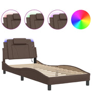 Letto singolo | Letto per adulti | Giroletto Viana con LED senza Materasso Marrone 80x200 cm