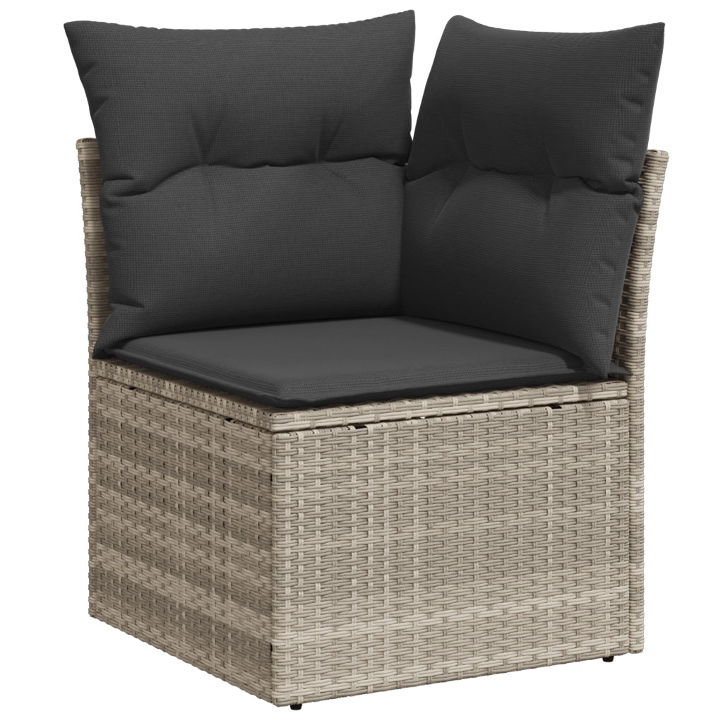 Set da pranzo da giardino in 8 pezzi con cuscini grigi in polyrattan
