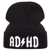 Cappelli invernali caldi lavorati a maglia con ricamo ADHD, neri