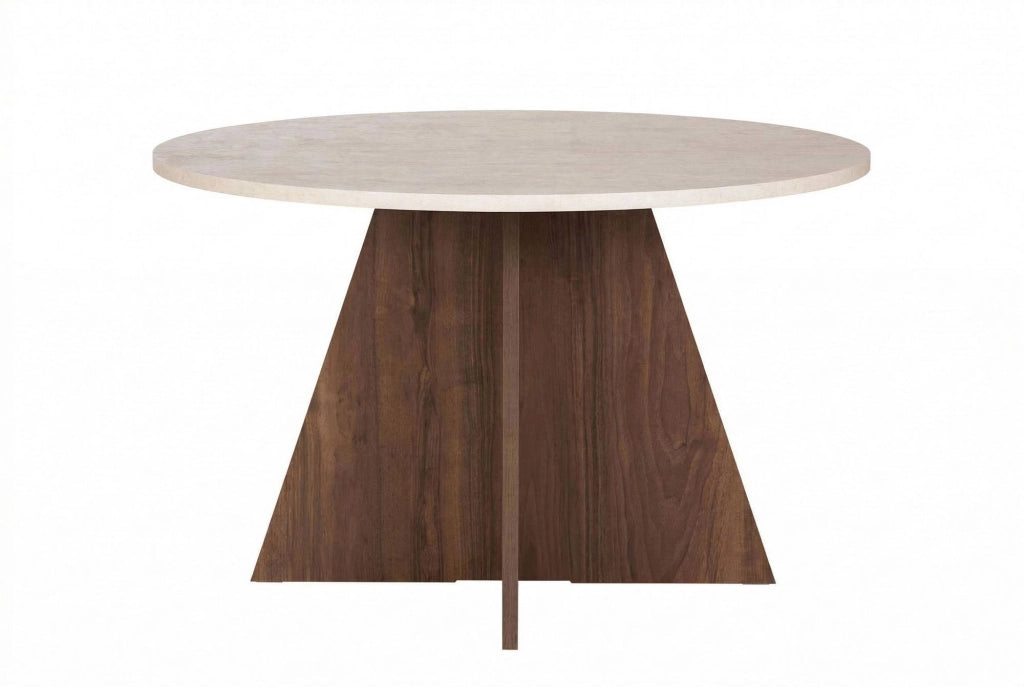 Tavolo da pranzo in legno "Virella" - 120 x 120 x 75 cm - Travertino