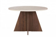 Tavolo da pranzo in legno "Virella" - 120 x 120 x 75 cm - Travertino
