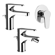 Set rubinetti lavabo, bidet e doccia in ottone cromo di Rubinetterie Mariani Linea Surf