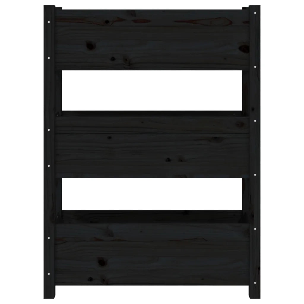 Fioriera Nera 77x25x104,5 cm in Legno Massello di Pino