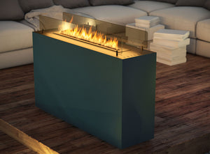 Camino a Bioetanolo da Pavimento 65x30x110 cm Incube Nero con Vetro