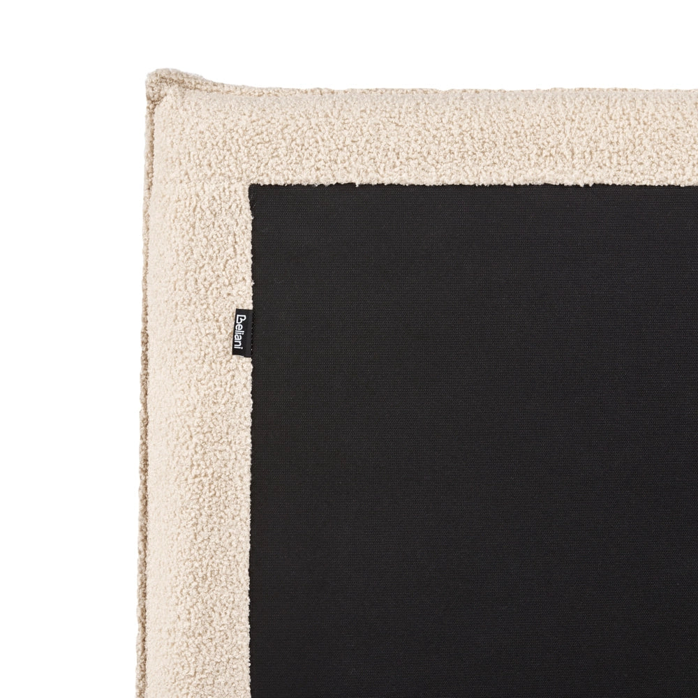Letto matrimoniale in tessuto bouclé beige testata classica contenitore 160 x 200 cm Doghe in legno