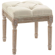 Pouf con Seduta Imbottita e Gambe in Legno ¨C Zephmum ¨C 40x40x43 cm Beige